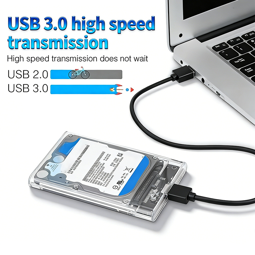 External Ssd - 2,5 Zoll transparentes SATA-auf-USB-3.0-Festplattengehäuse, 5 Gbit/s